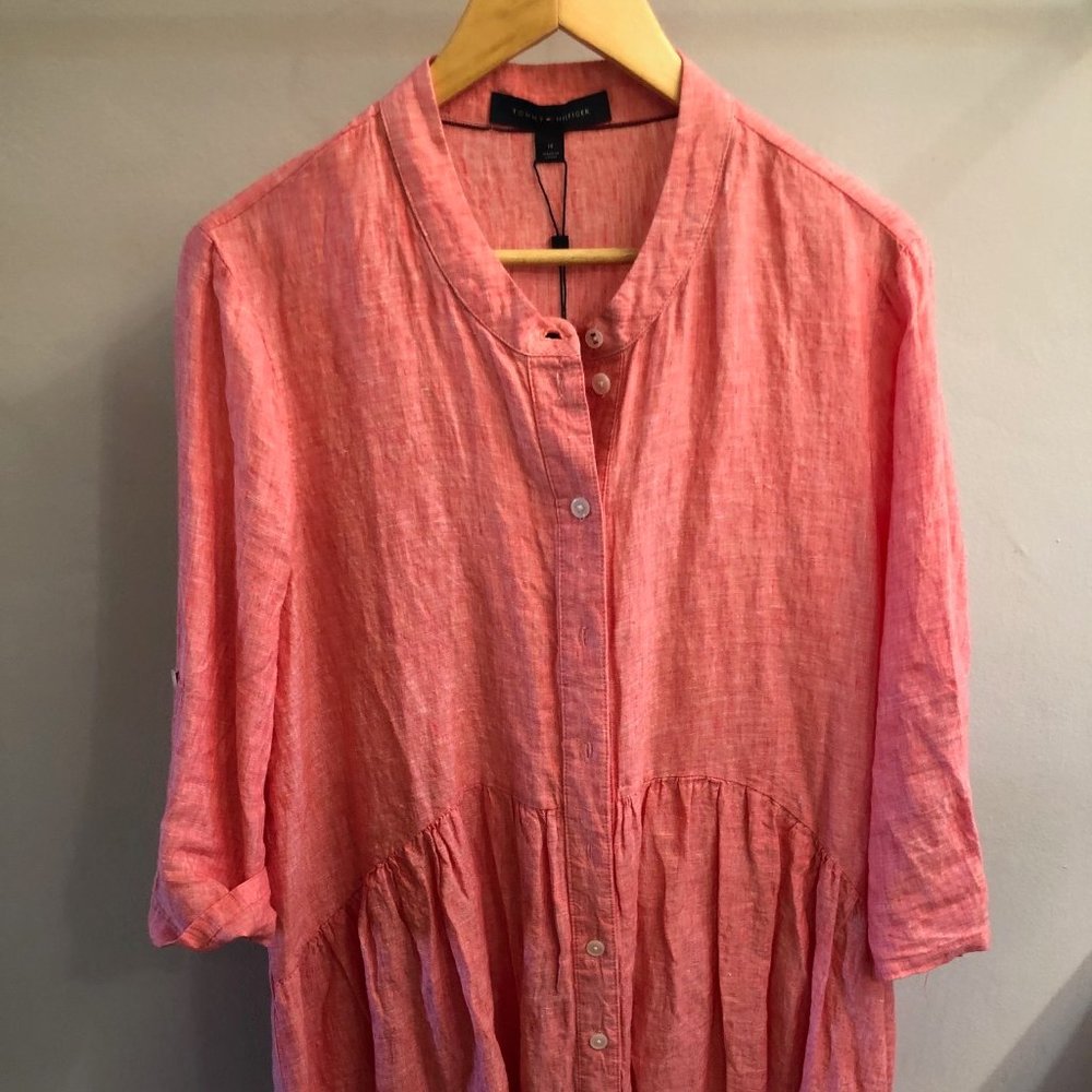 Tommy Hilfiger Linen Roll-Tab Shirtdress